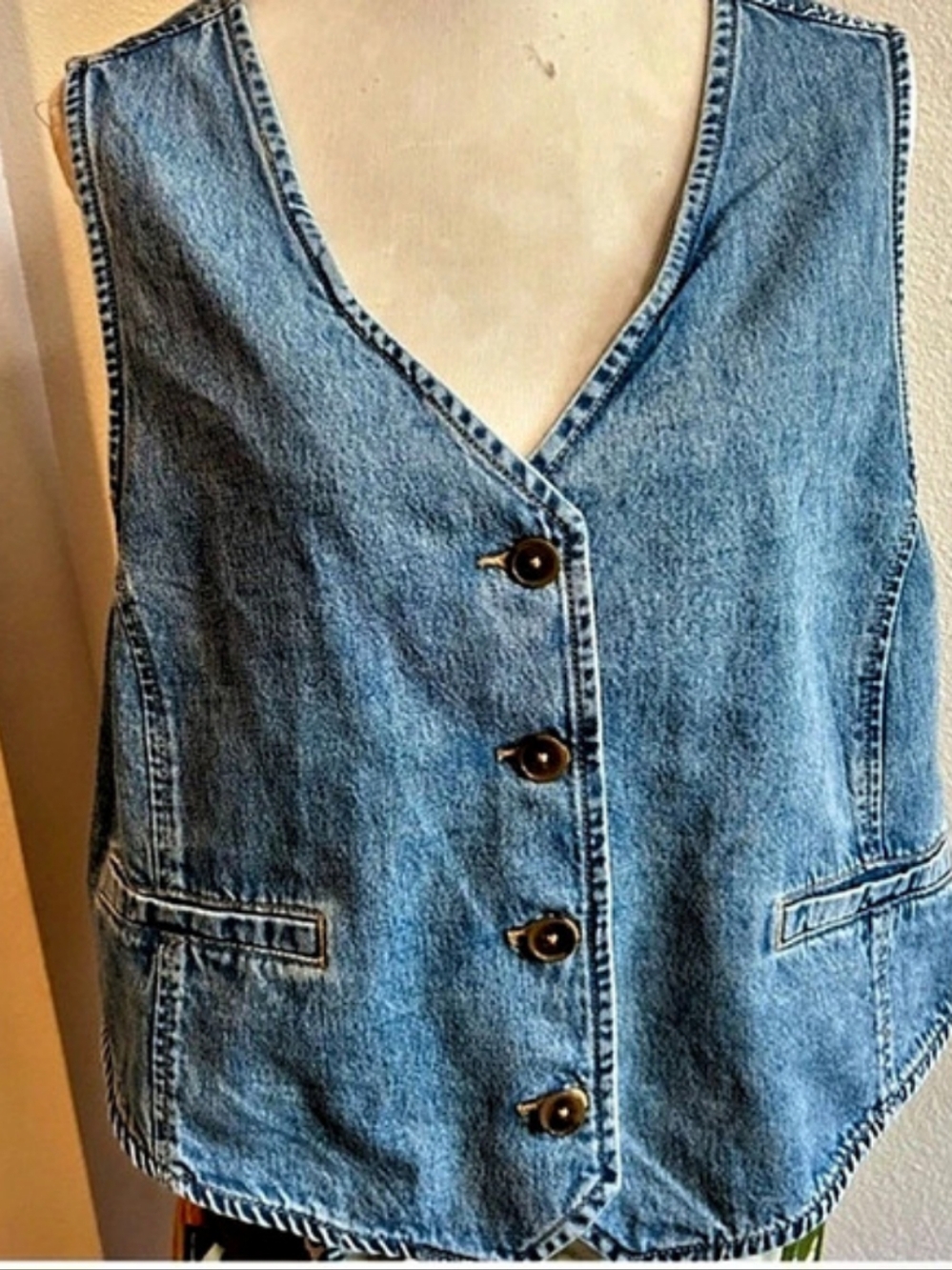 Old Navy Button-Front Jean Vest Denim Blue XXL